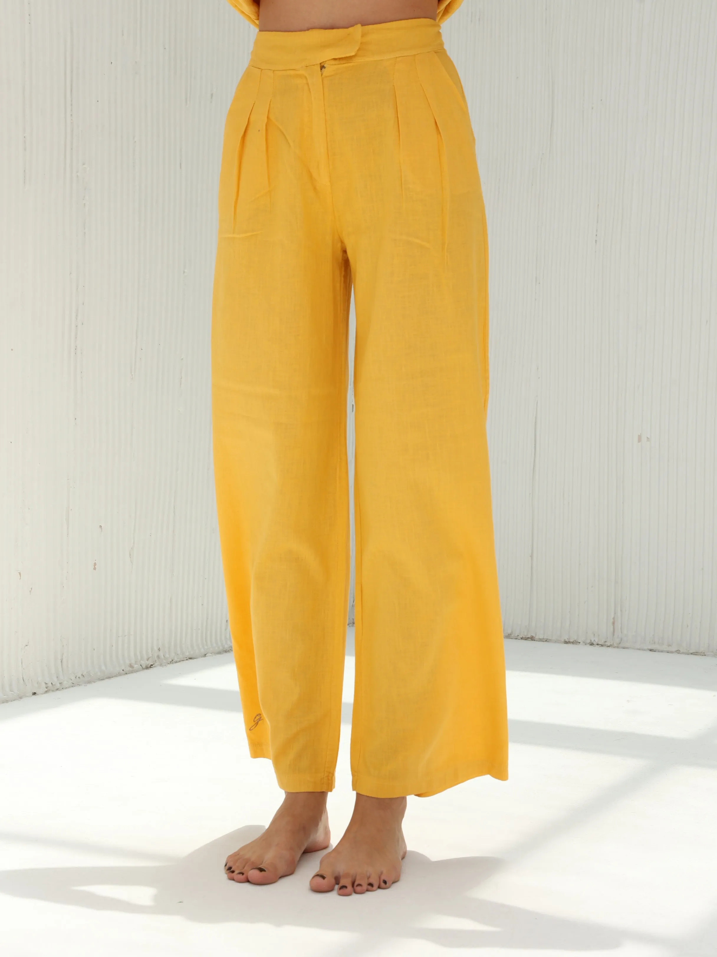 Piera Classic Pure Linen Full Length Pants