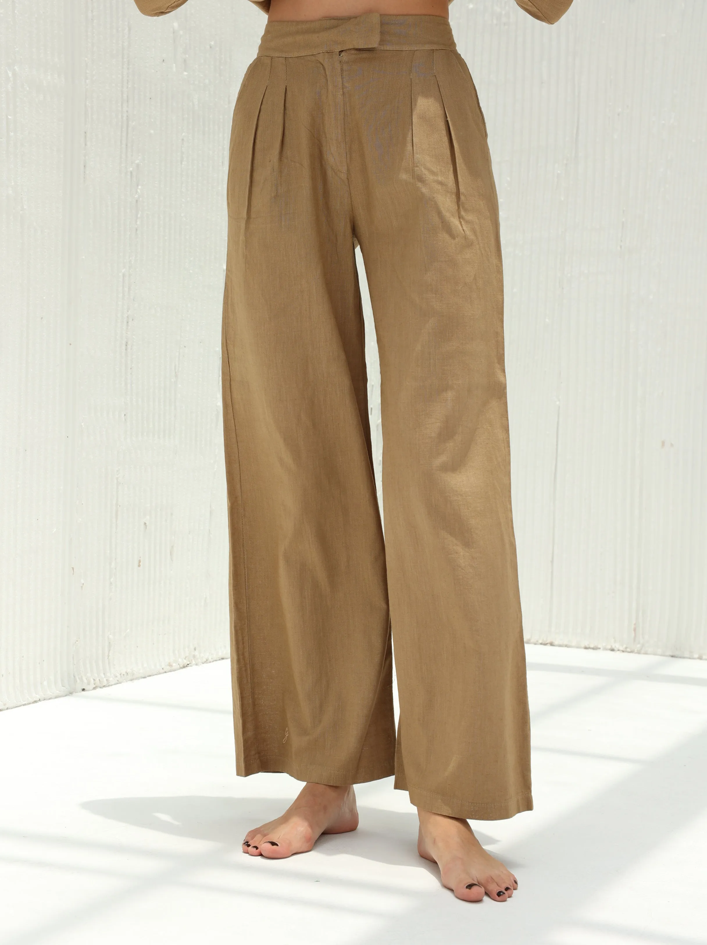 Piera Classic Pure Linen Full Length Pants