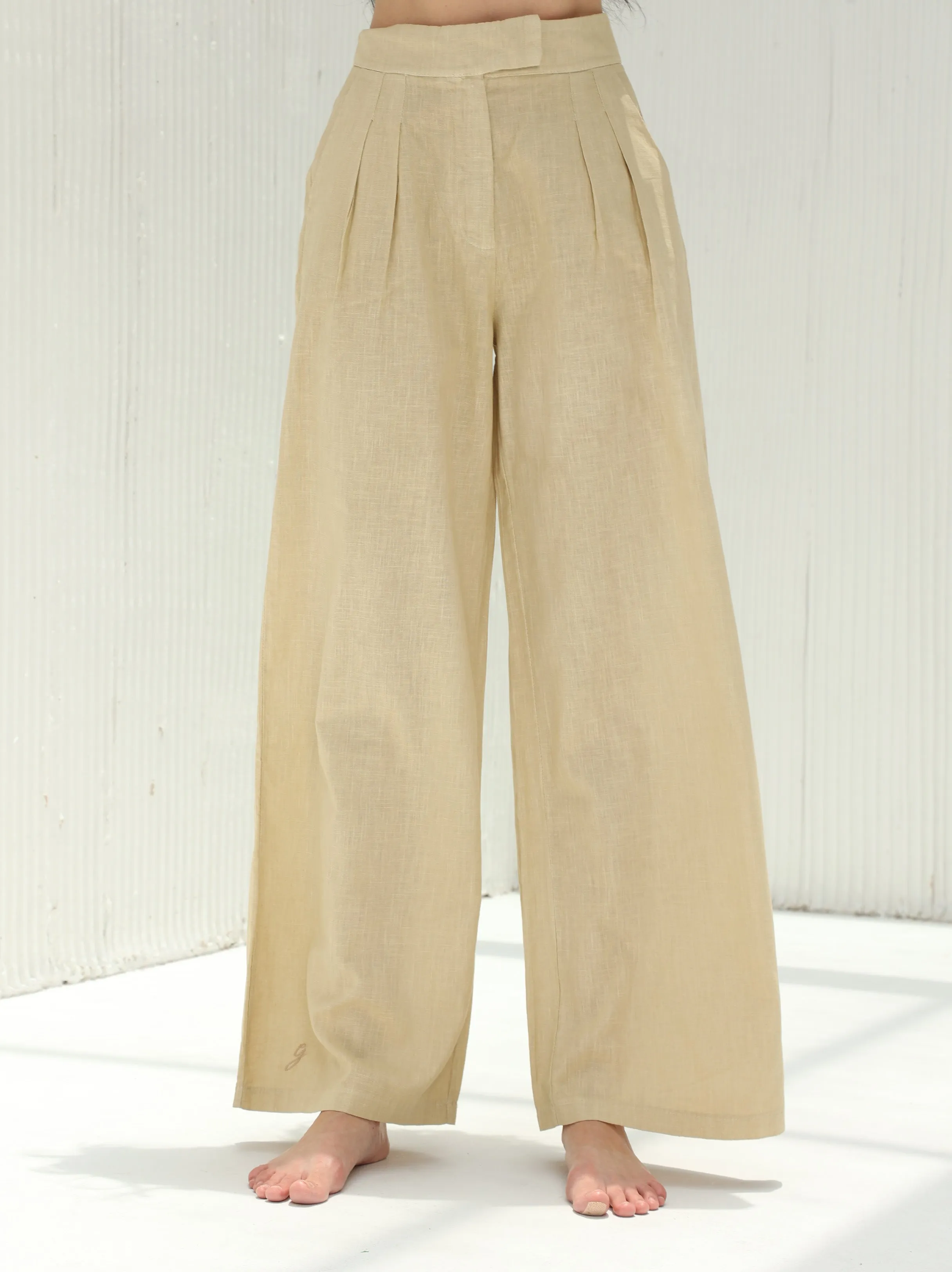 Piera Classic Pure Linen Full Length Pants