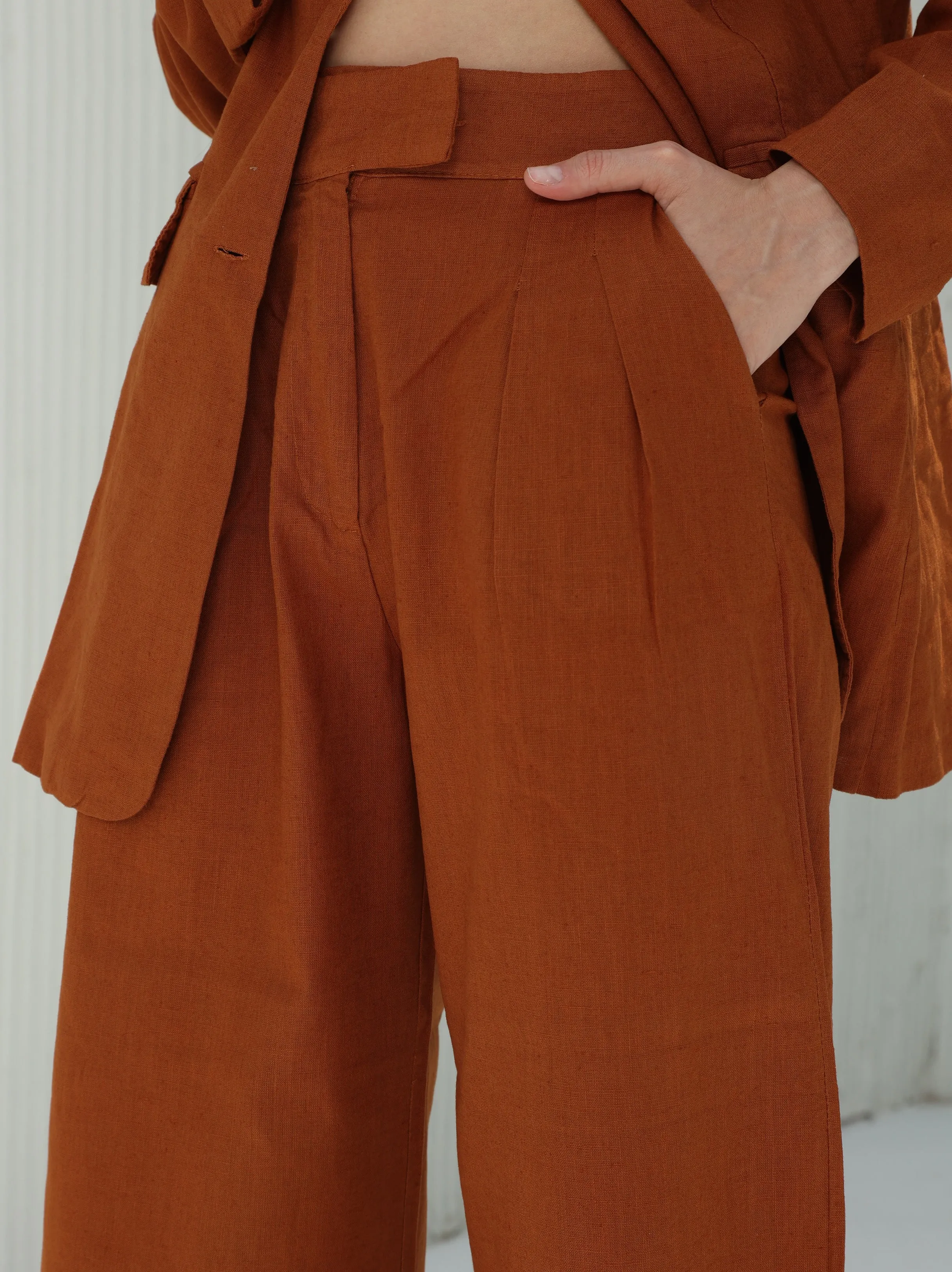 Piera Classic Pure Linen Full Length Pants