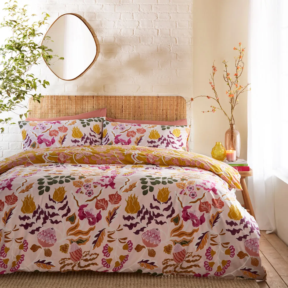 Protea Printed Abstract Floral Duvet Cover Set Pink