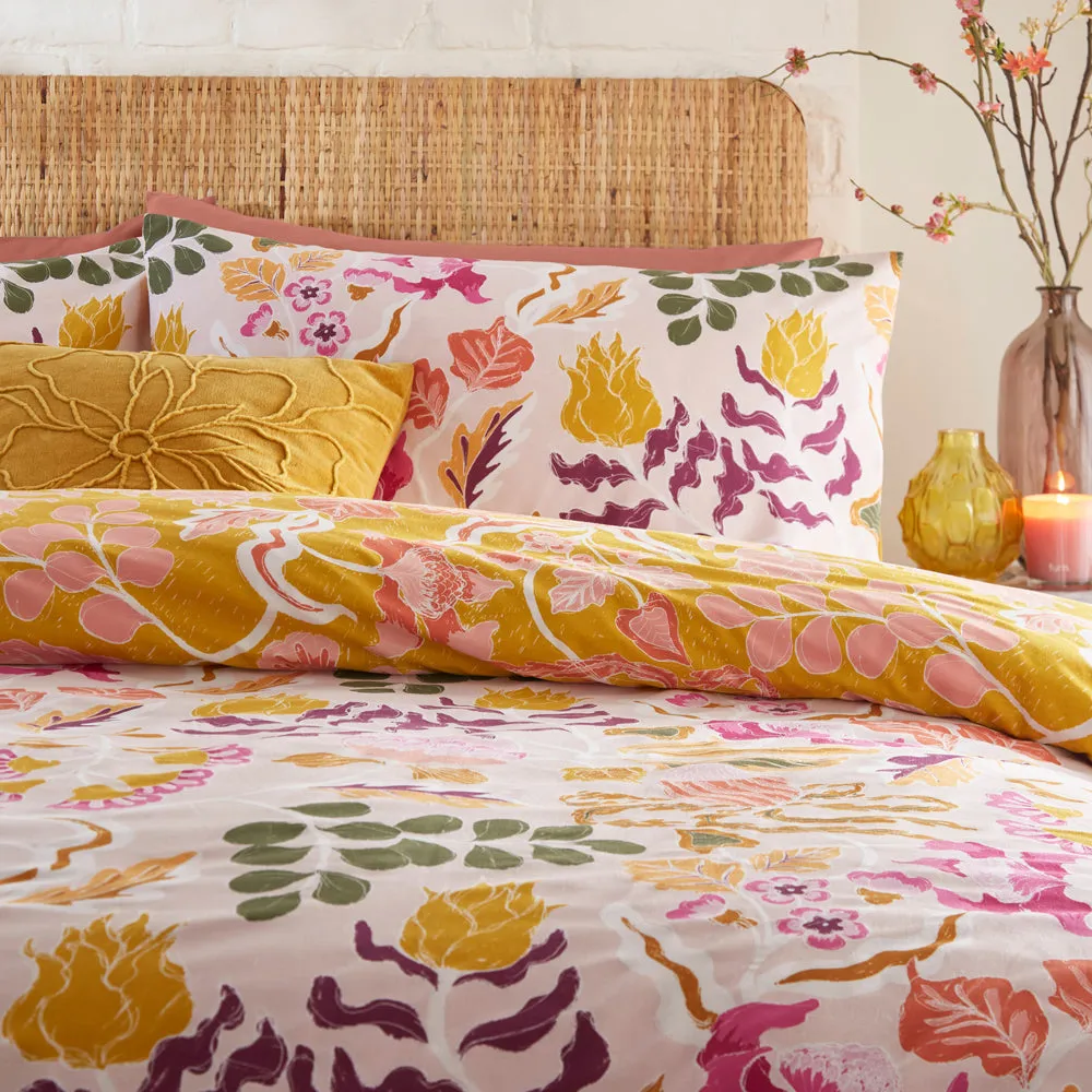 Protea Printed Abstract Floral Duvet Cover Set Pink