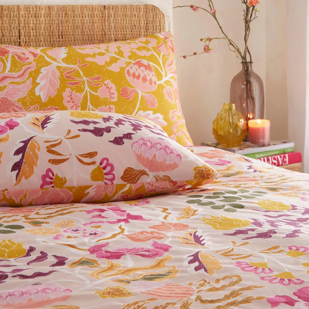 Protea Printed Abstract Floral Duvet Cover Set Pink