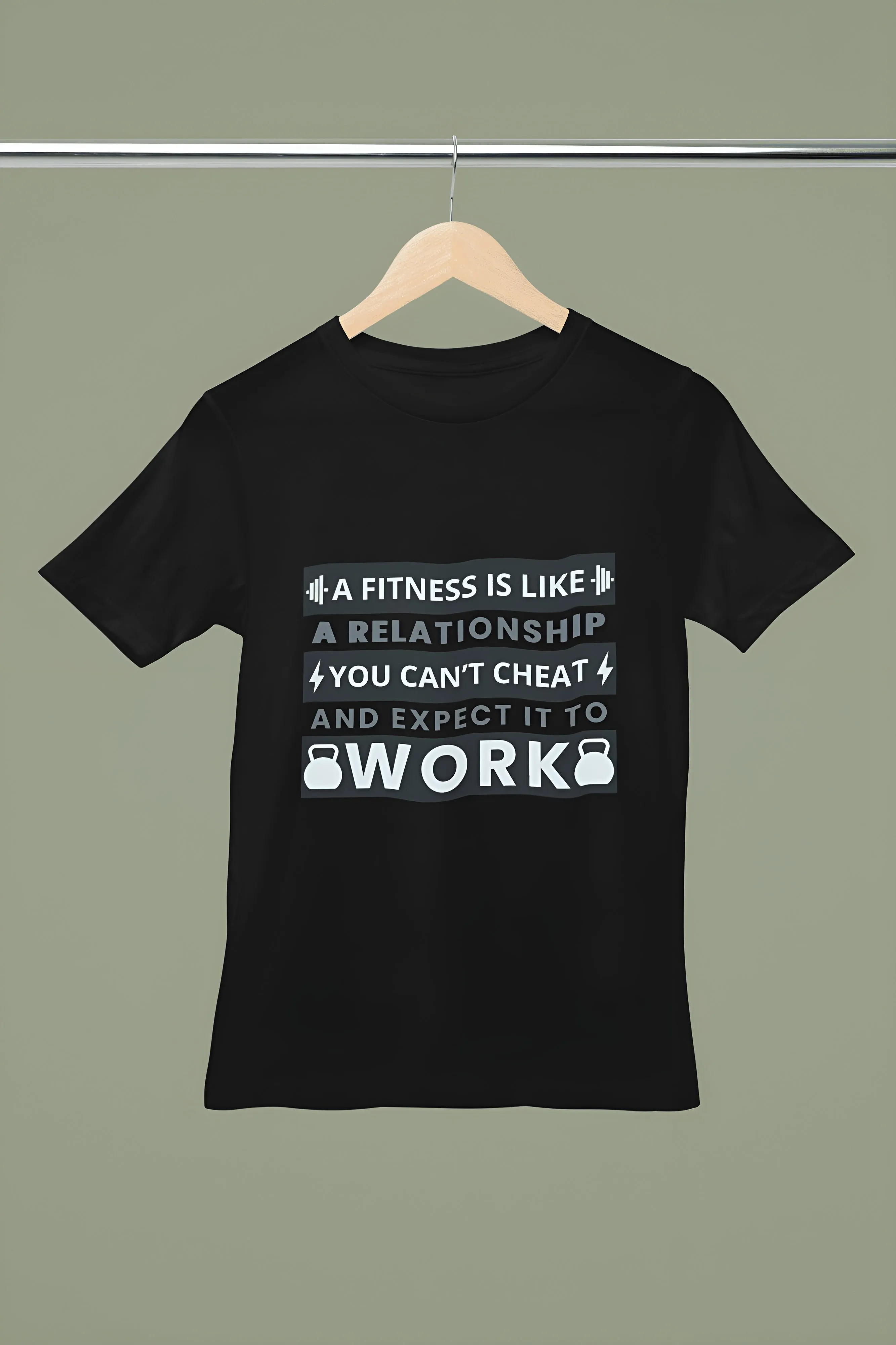 "A Fitness Is like A Relationship You Can't Cheat And Expect It To Work" Printed Gym T-Shirt for Active Workouts