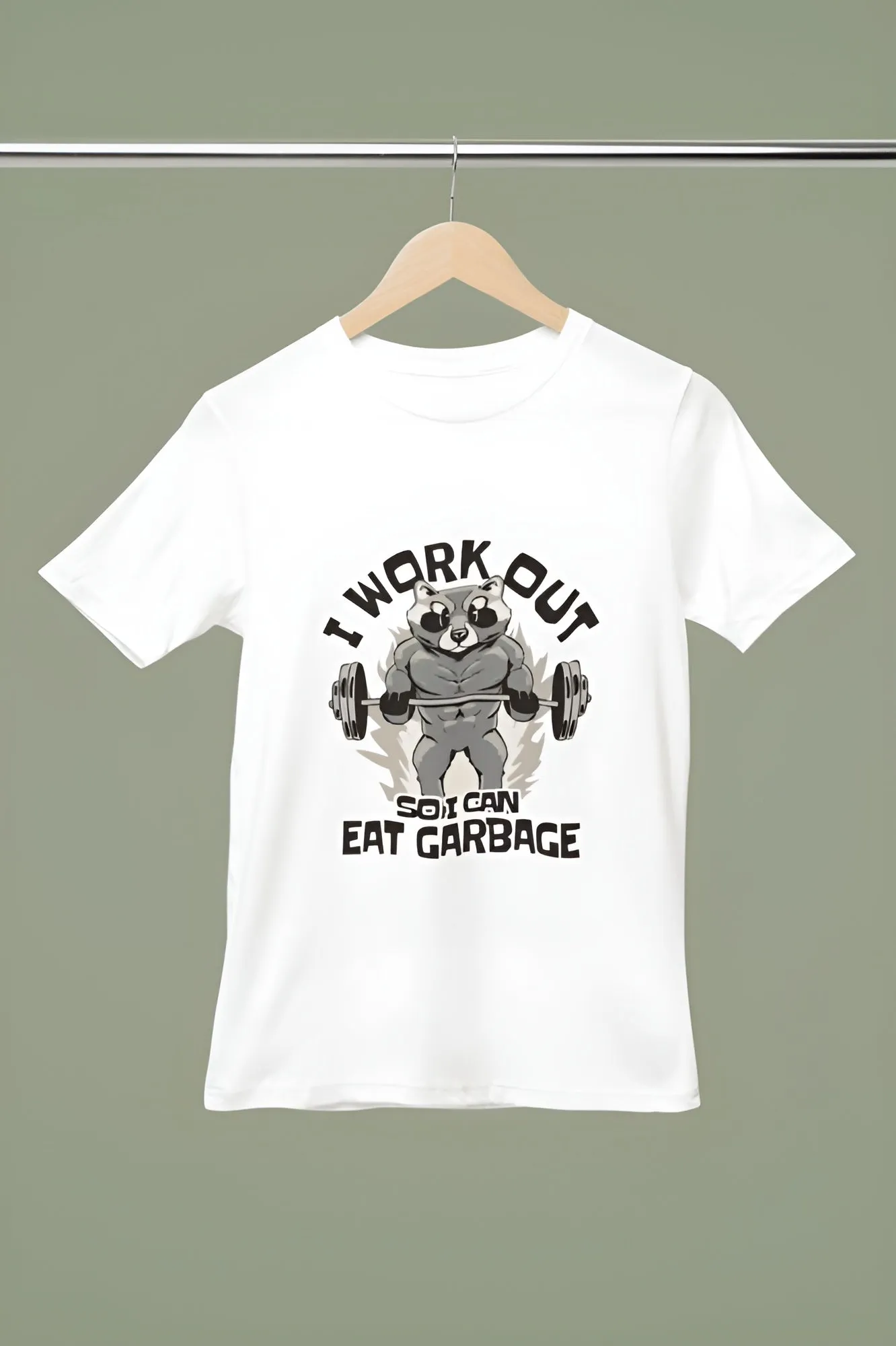 "I Work Out So I Can Eat Garbage" Printed Gym T-Shirt for Active Workouts