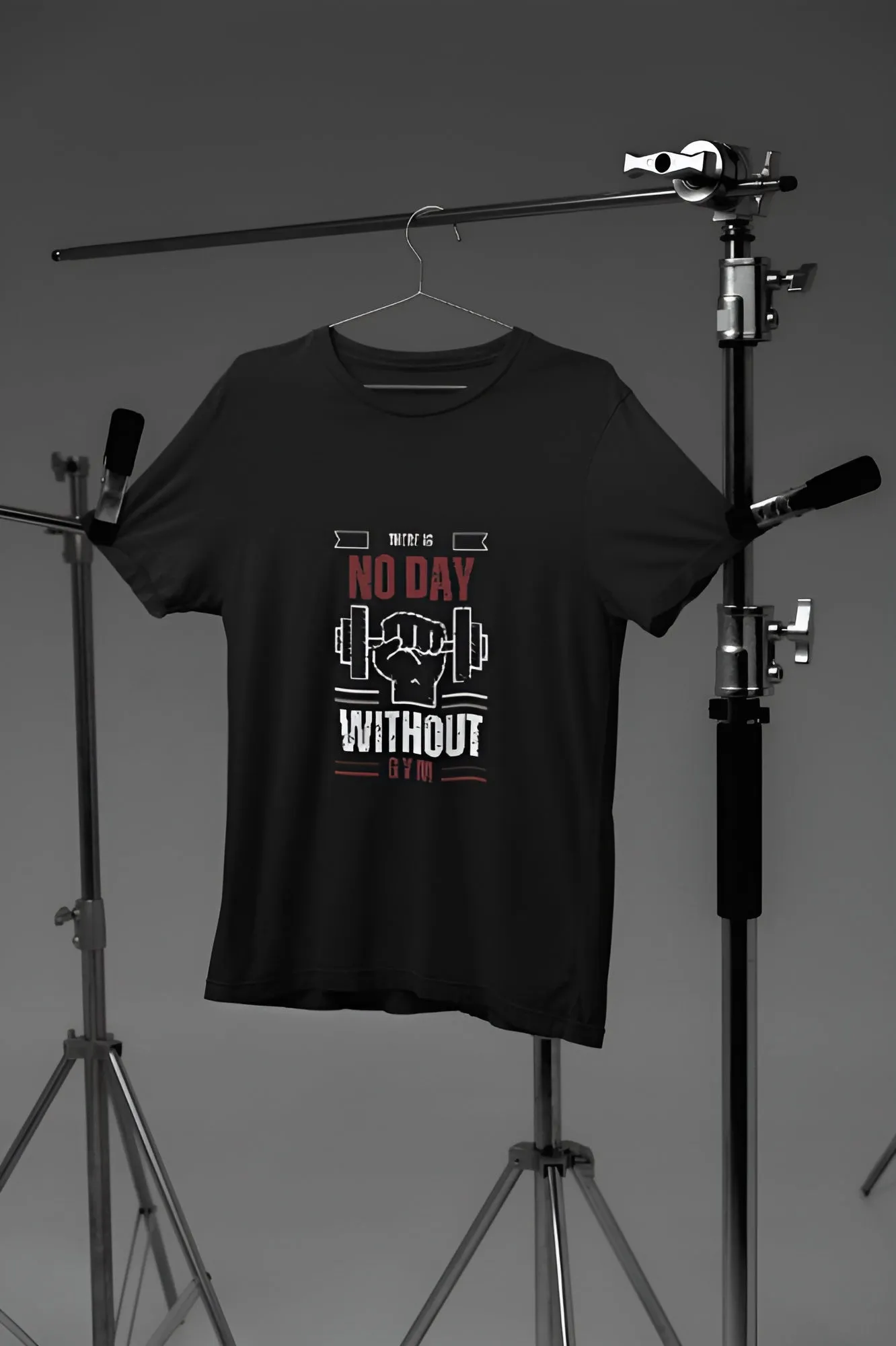 "There Is No Day Without Gym" Printed Gym T-Shirt for Active Workouts