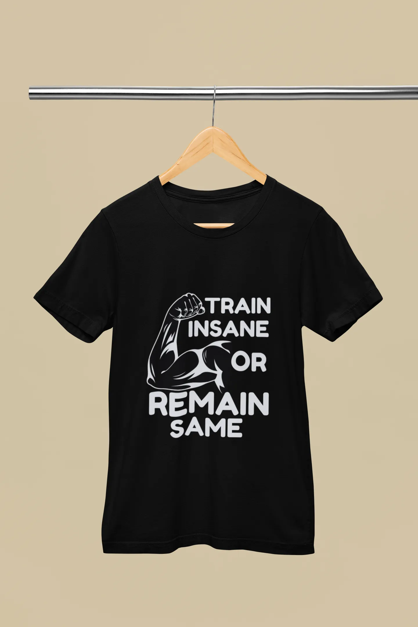 "Train Insane Or Remain Same" Premium Printed Gym T-Shirt for Active Workouts