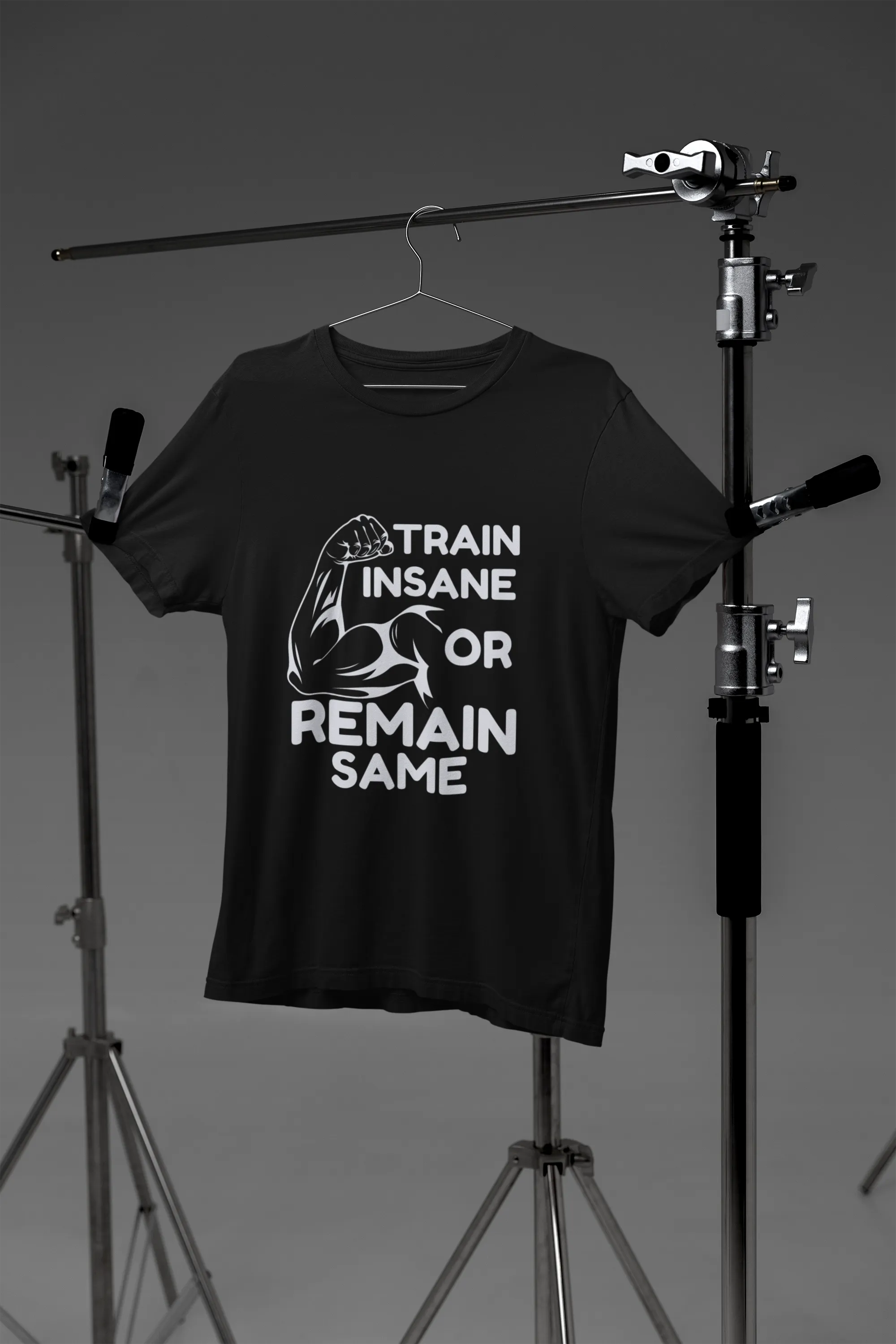 "Train Insane Or Remain Same" Premium Printed Gym T-Shirt for Active Workouts