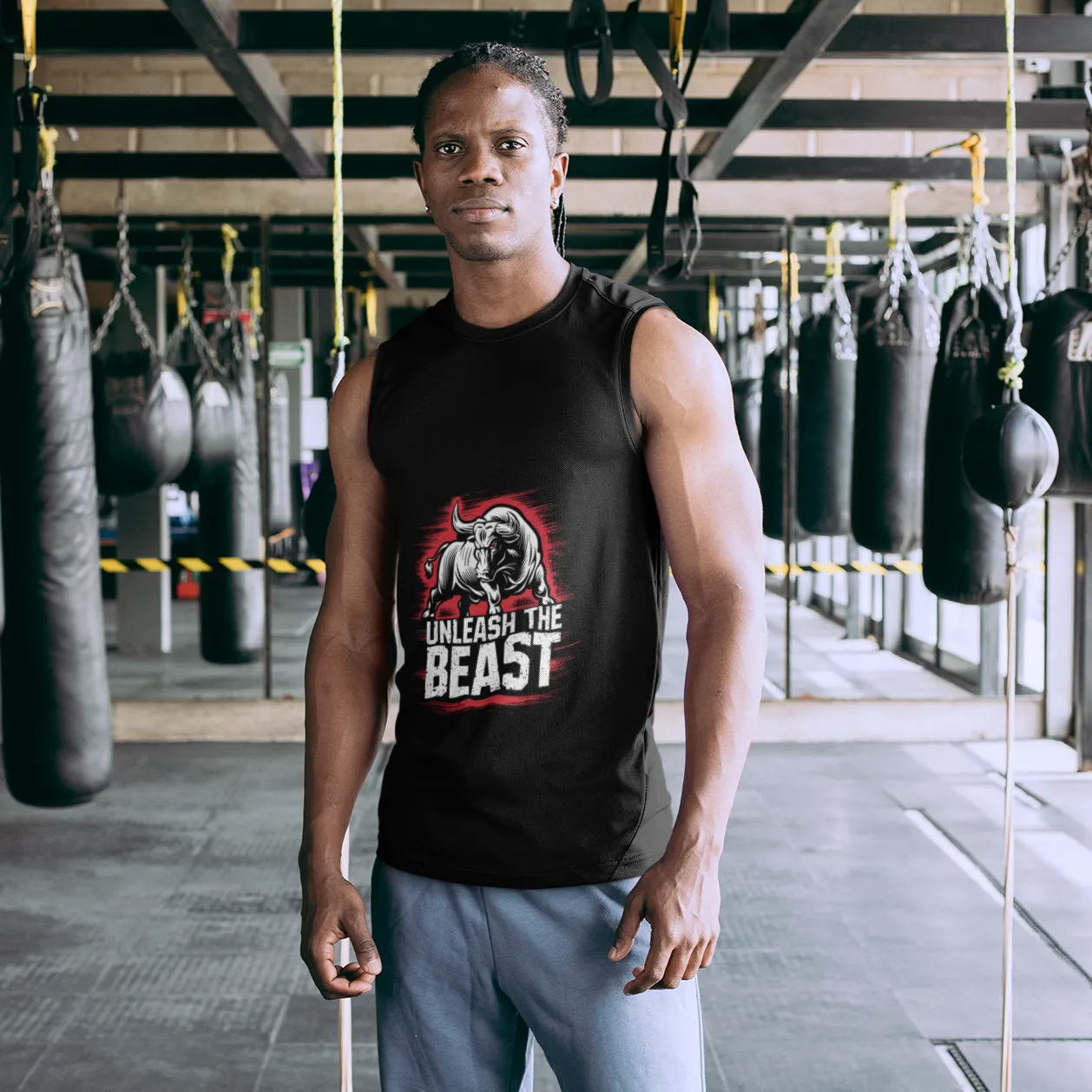 "Unleash The Beast" Round Neck Sleeveless T-Shirt for Active Lifestyles