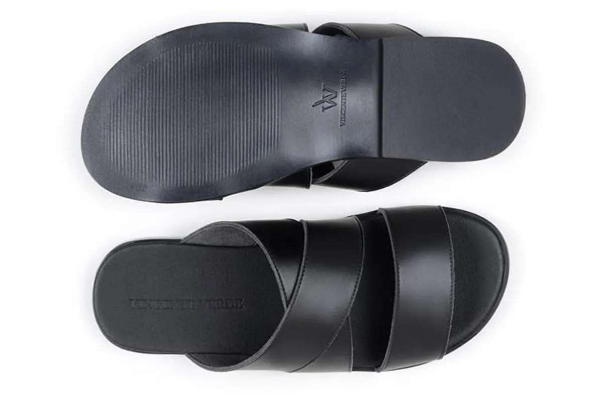 'Rimini' vegan leather men's sandal by Vincente Verde - black