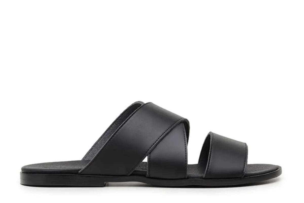 'Rimini' vegan leather men's sandal by Vincente Verde - black