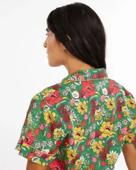 Short Sleeve Leisure Shirt - Emerald Super Bloom