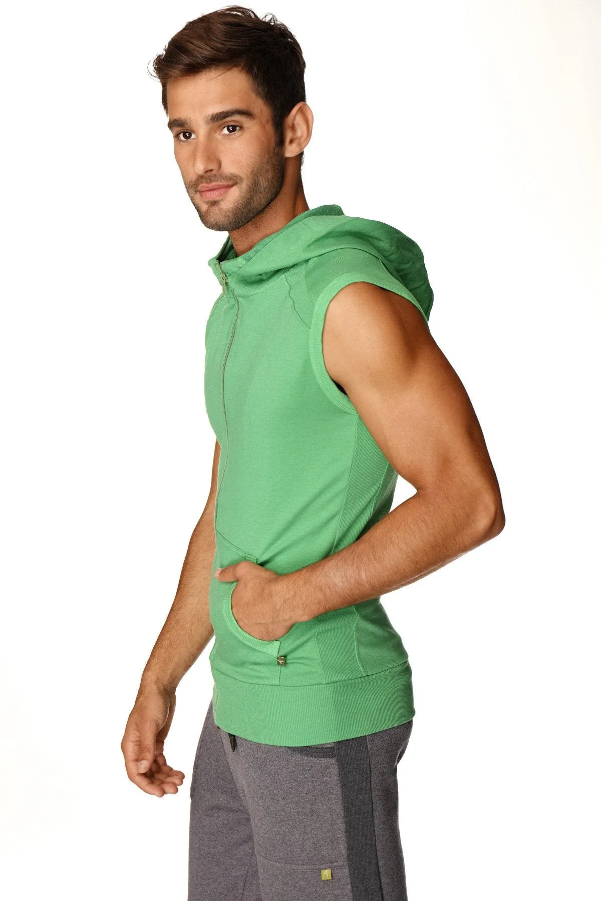 Sleeveless Yoga Hoodie (Bamboo Green)