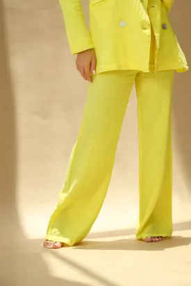 Sole Pure Linen Wide Leg Pants in Giallo