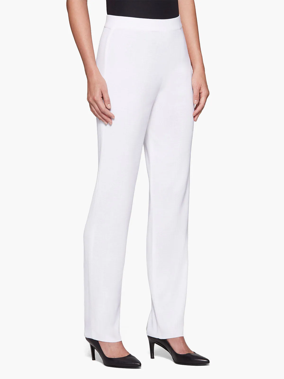 Straight Leg Knit Pant, White