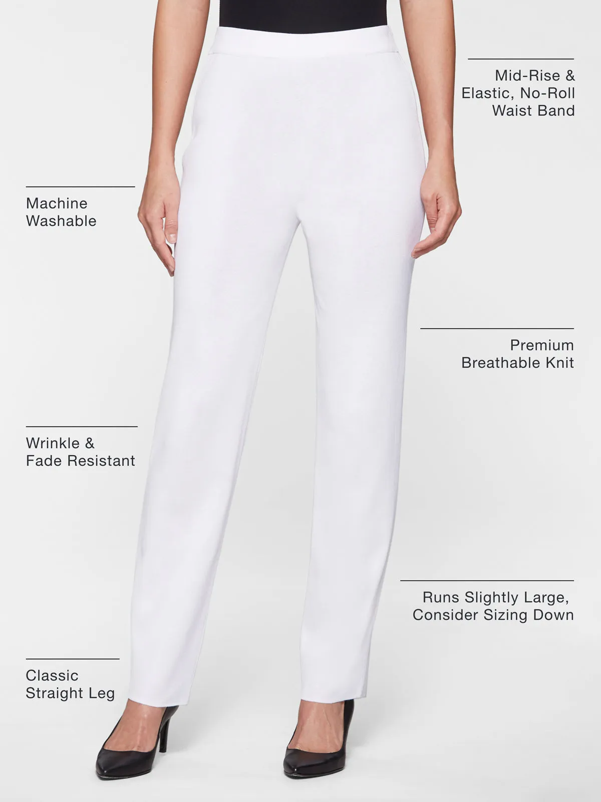 Straight Leg Knit Pant, White