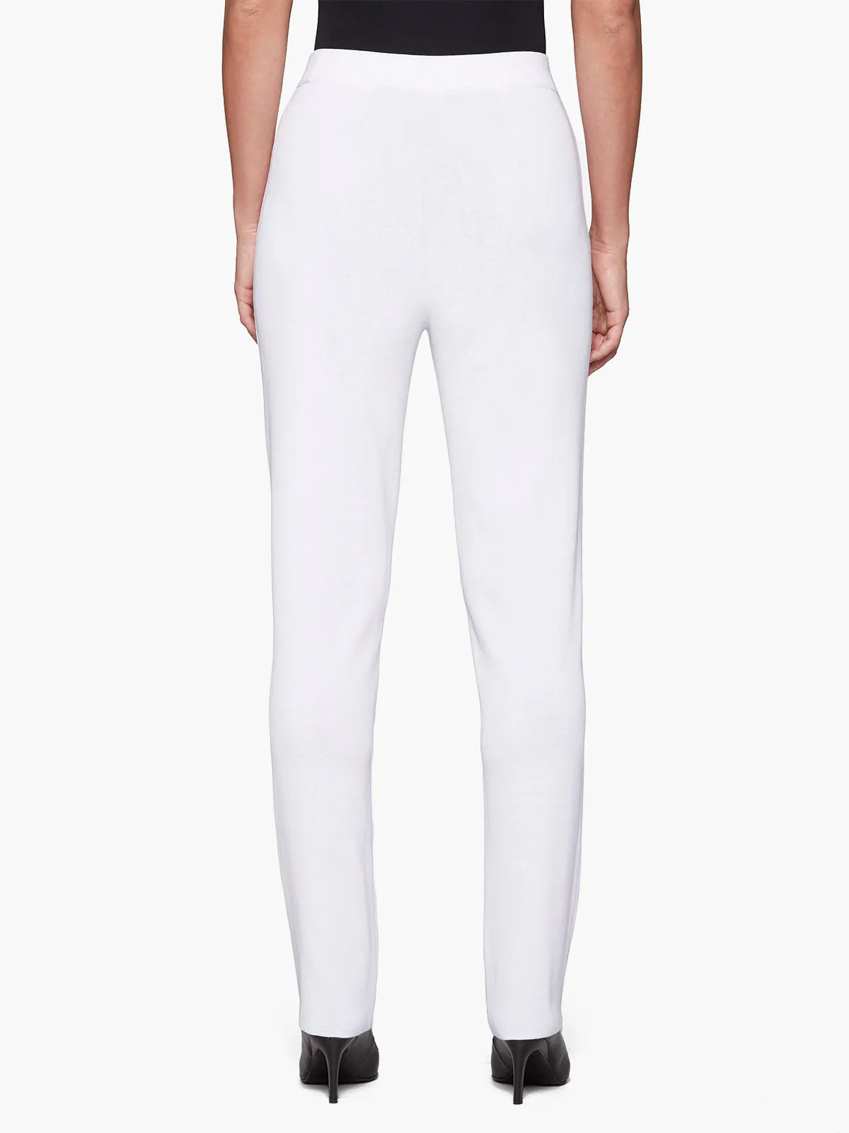 Straight Leg Knit Pant, White