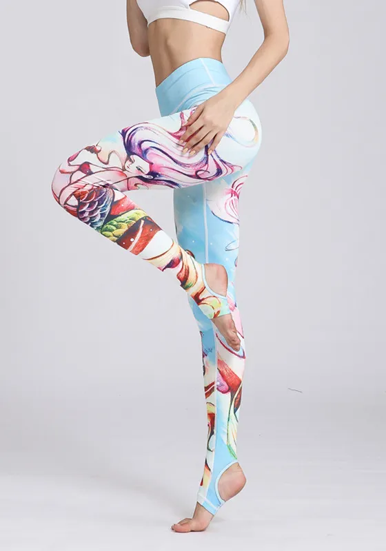 Stretch Fabric Floral Yoga Pants