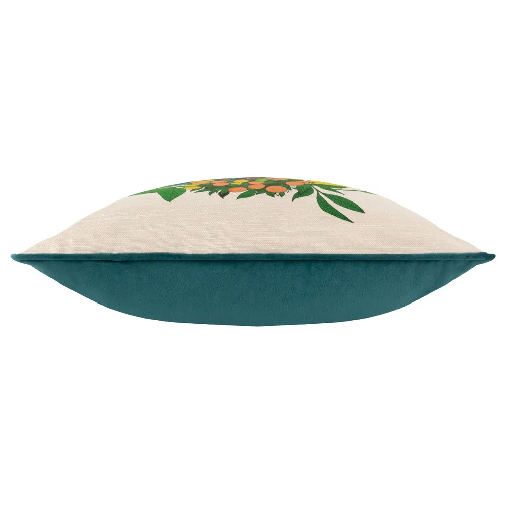 Taormina Floral Piped Cushion Teal