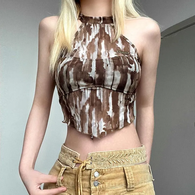 Tie-Dye Halter Neck Crop Top