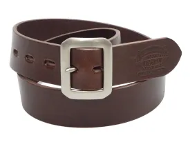 TOYS McCOY Men's Casual Leather Belt - 38mm Wide, 4mm Thick Steerhide Garrison Belt with Square Single Pin Buckle TMA2414 050 Brown