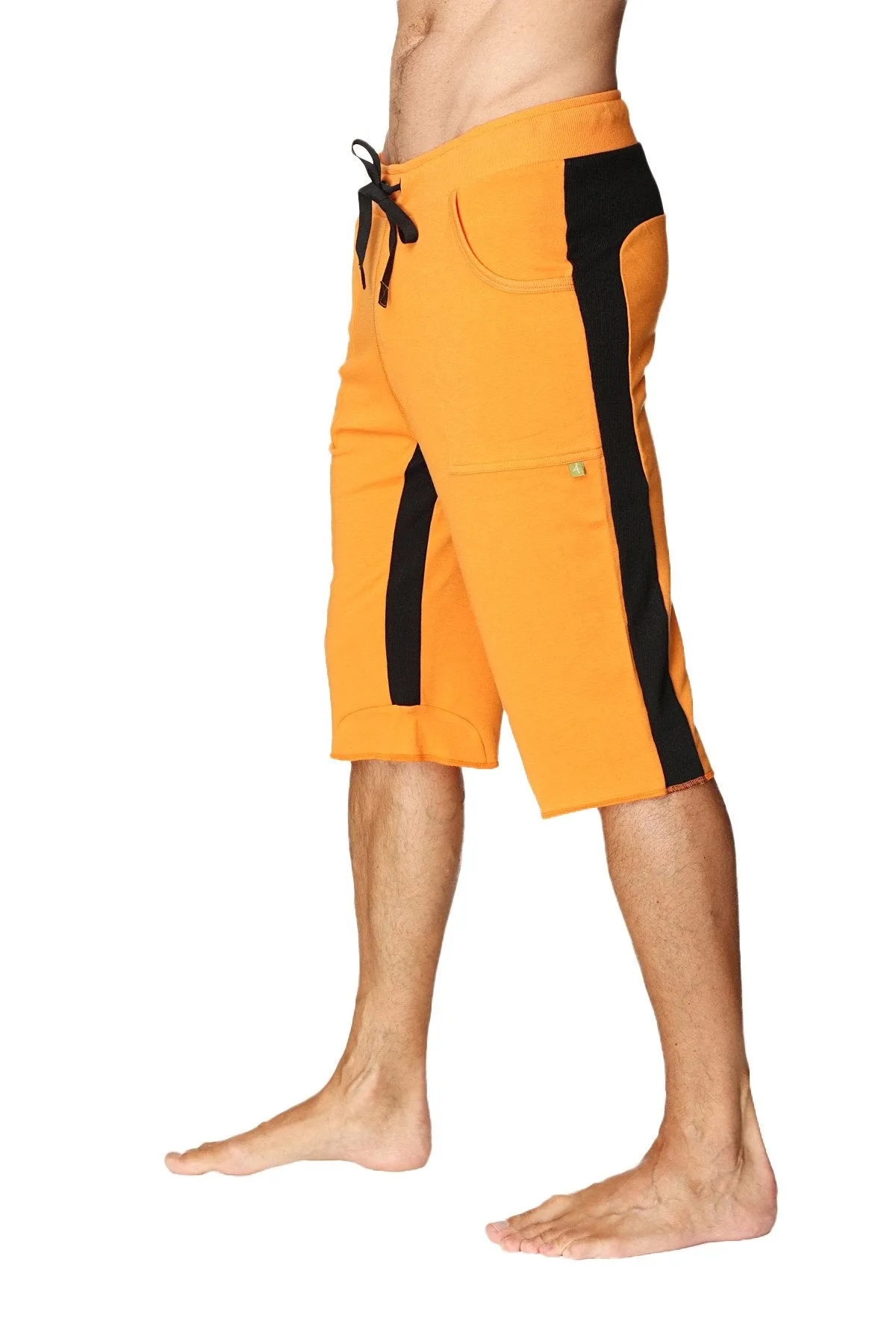 Tri-color Ultra-flex Yoga Short (Orange w/Black & Black)