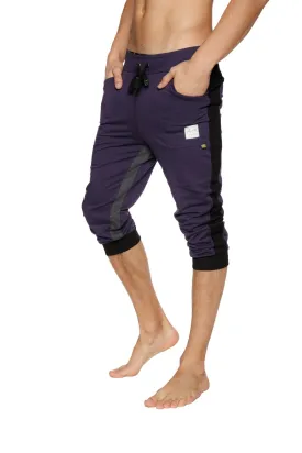 Ultra-Flex Tri-color Cuffed Yoga Pant (Eggplant w/Black & Charcoal)