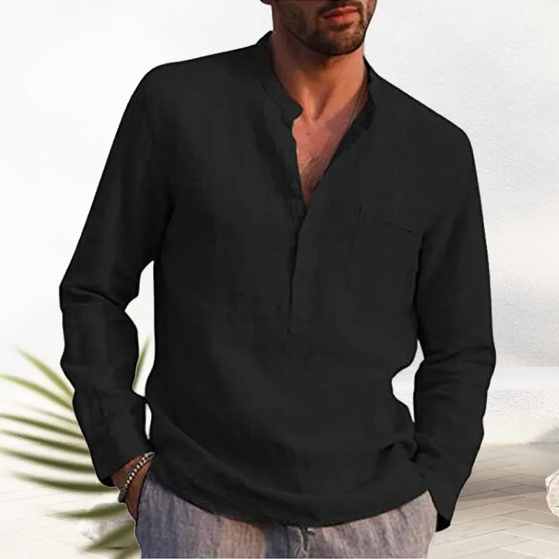 V-neck Linen Shirt