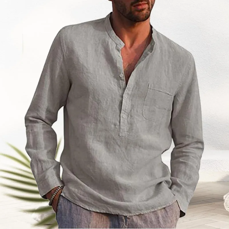 V-neck Linen Shirt