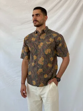 Vintage Code Zero Brown Floral Men’s  Button Up Shirt - L