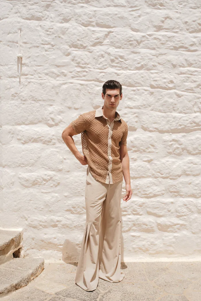 Waves Flared Pants Beige