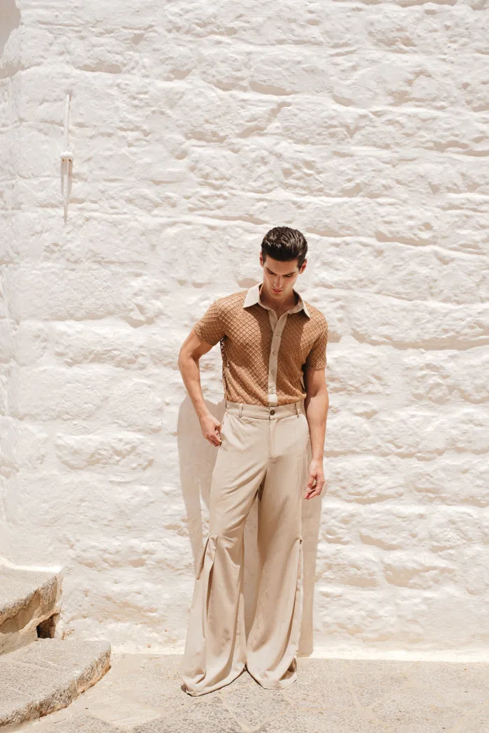 Waves Flared Pants Beige