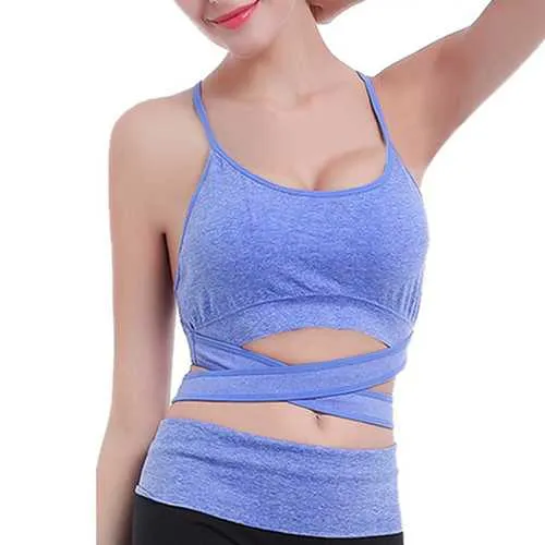 Woman Seamless Sport Vest Quick Drying Wireless Cross Shakeproof Sport Yoga Bras