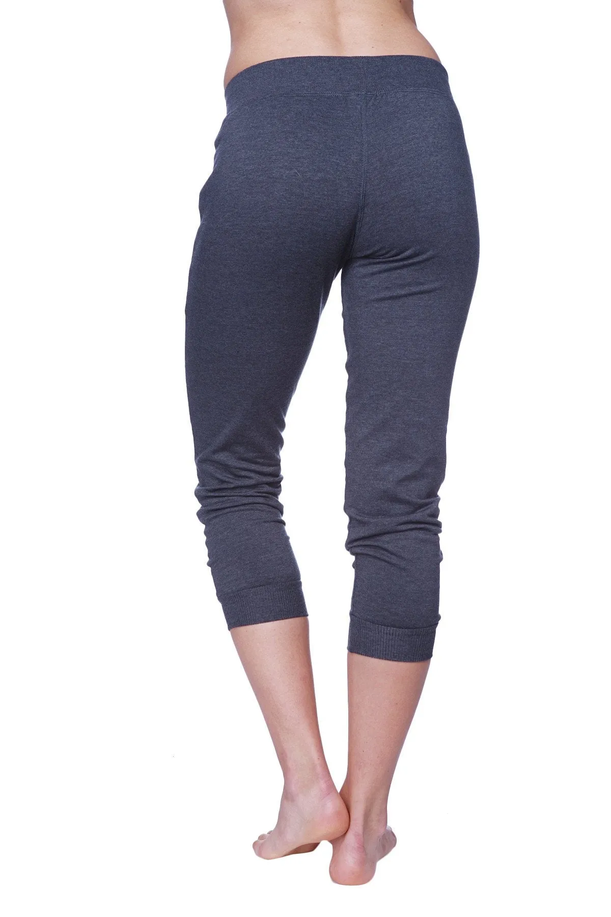 Women's 3/4 Cuffed Capri Yoga Pant (Charcoal w/Black)