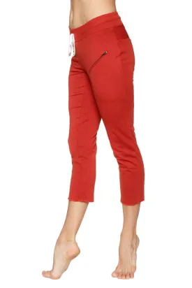 Women's 4/5 Length Zipper Pocket Capri Yoga Pant (Cinnabar)