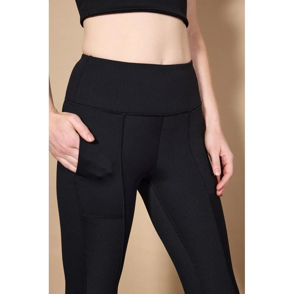 Womens Effuse High-Waisted Mixed Panel Legging 26" - Black