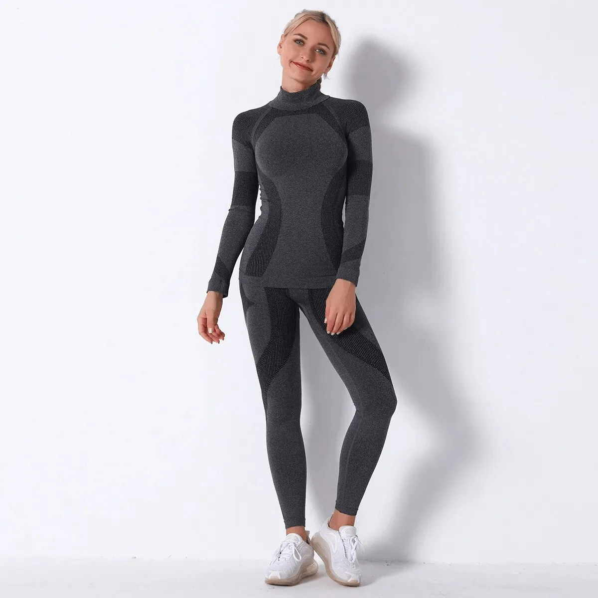 Women's Elastic Leggings and Long Sleeves Top Set - SF1755