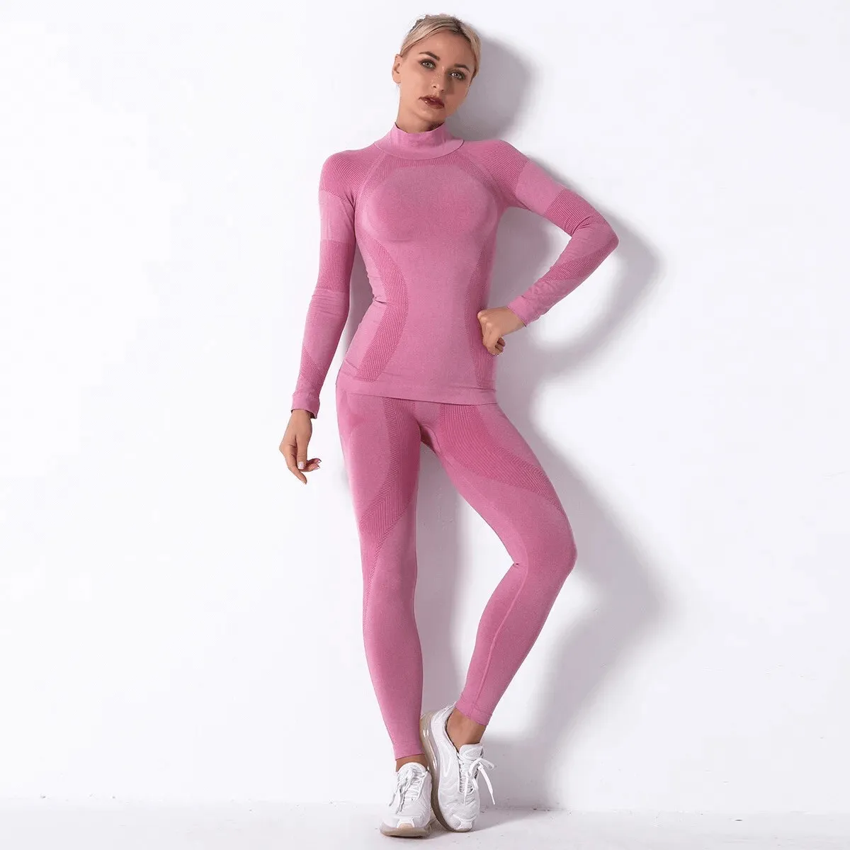 Women's Elastic Leggings and Long Sleeves Top Set - SF1755