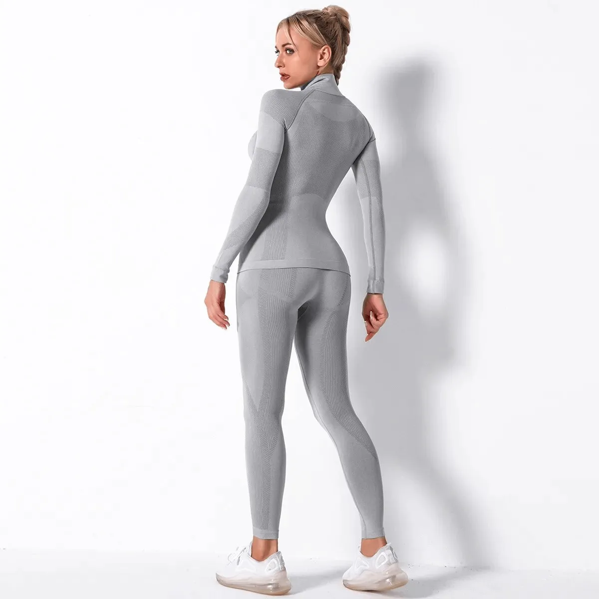 Women's Elastic Leggings and Long Sleeves Top Set - SF1755