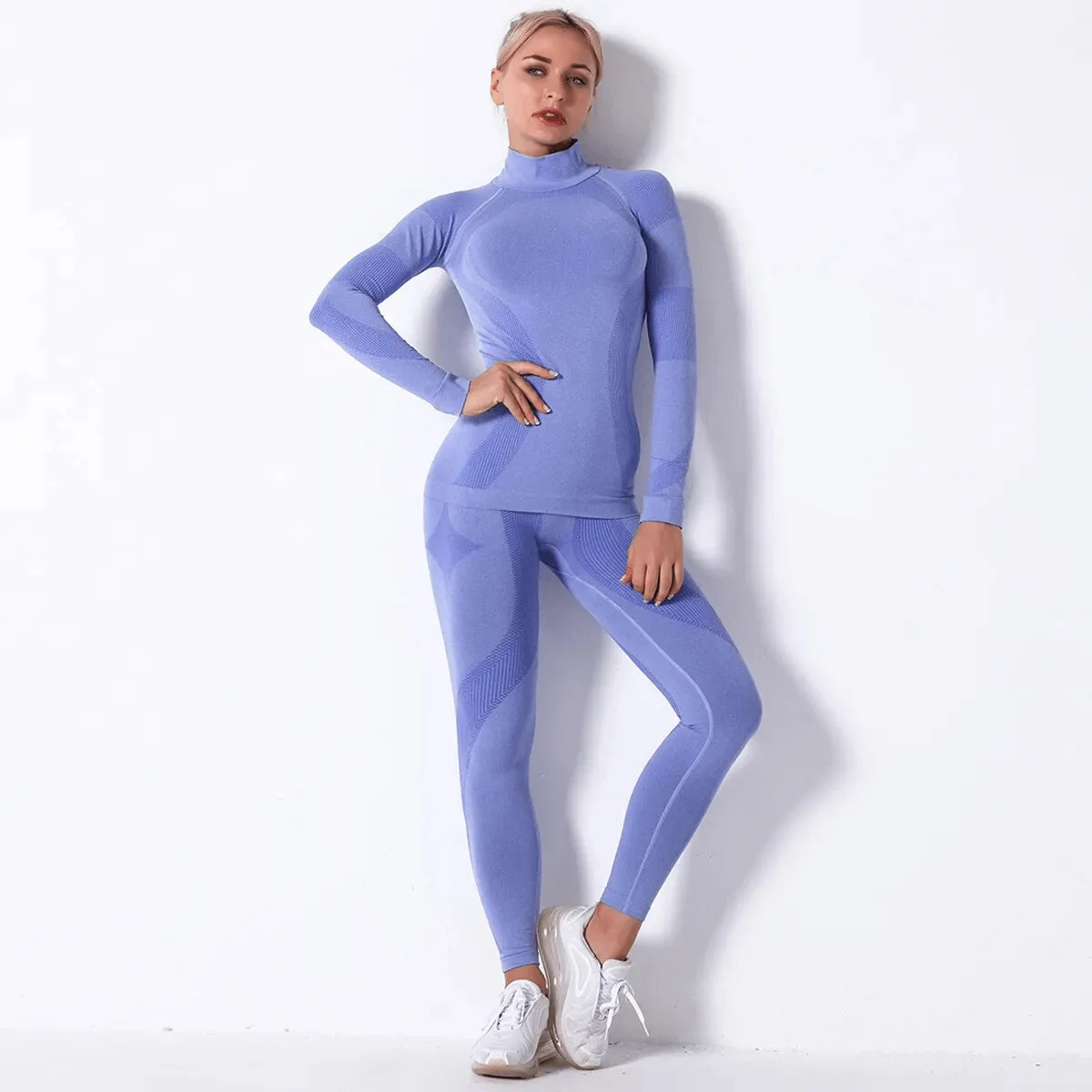 Women's Elastic Leggings and Long Sleeves Top Set - SF1755