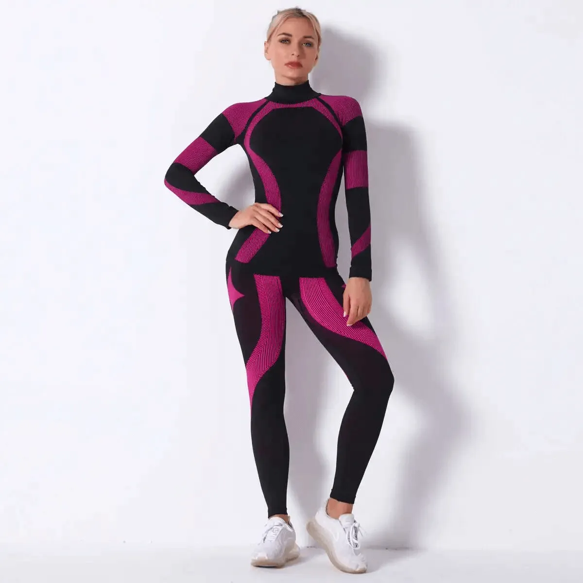 Women's Elastic Leggings and Long Sleeves Top Set - SF1755