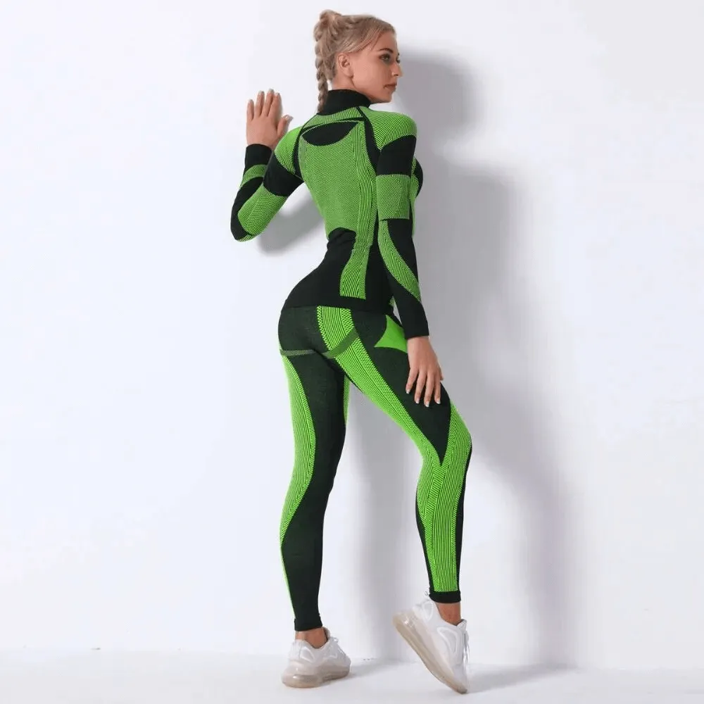 Women's Elastic Leggings and Long Sleeves Top Set - SF1755