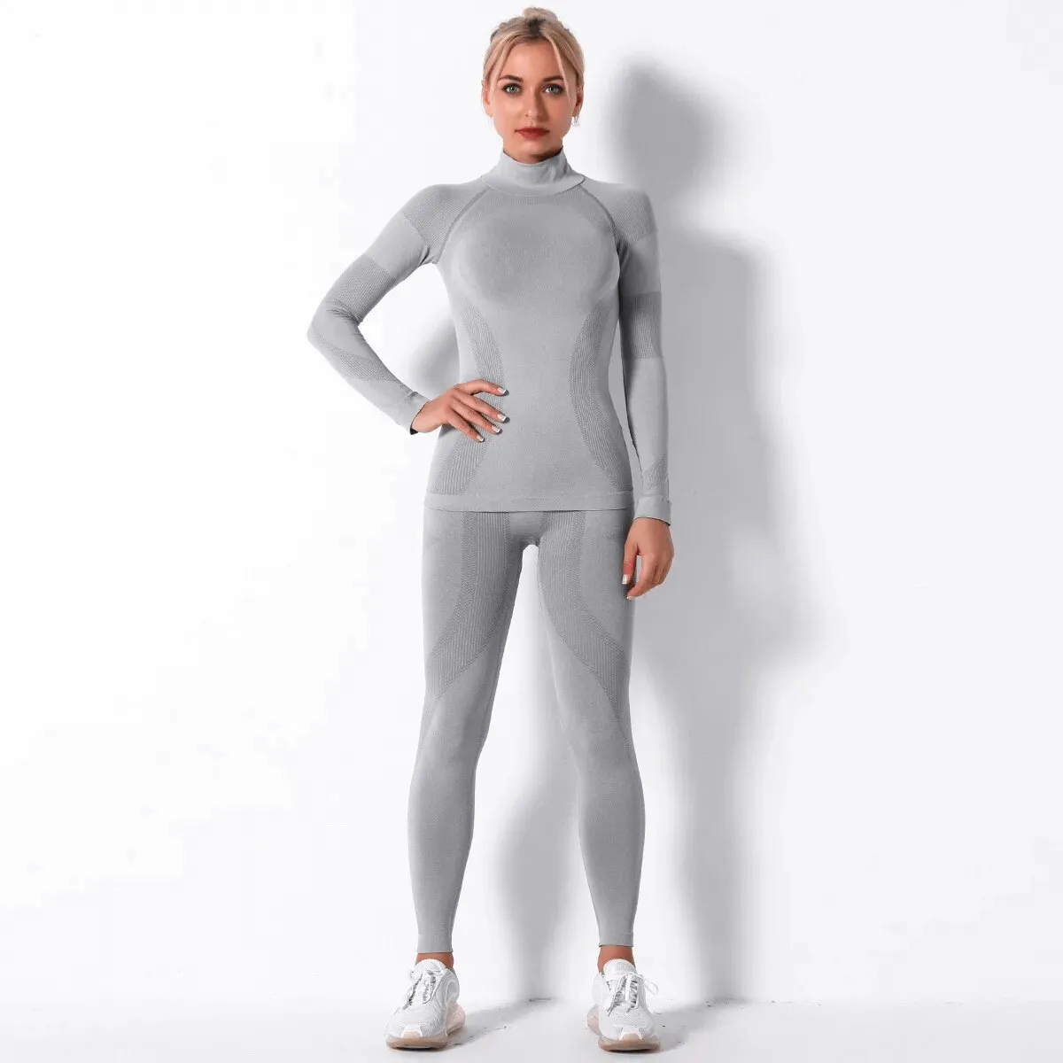 Women's Elastic Leggings and Long Sleeves Top Set - SF1755