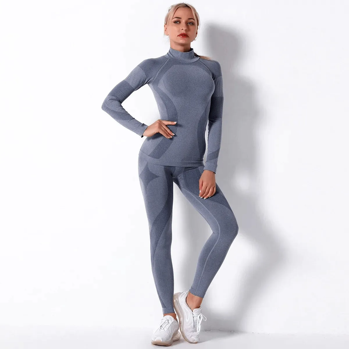 Women's Elastic Leggings and Long Sleeves Top Set - SF1755