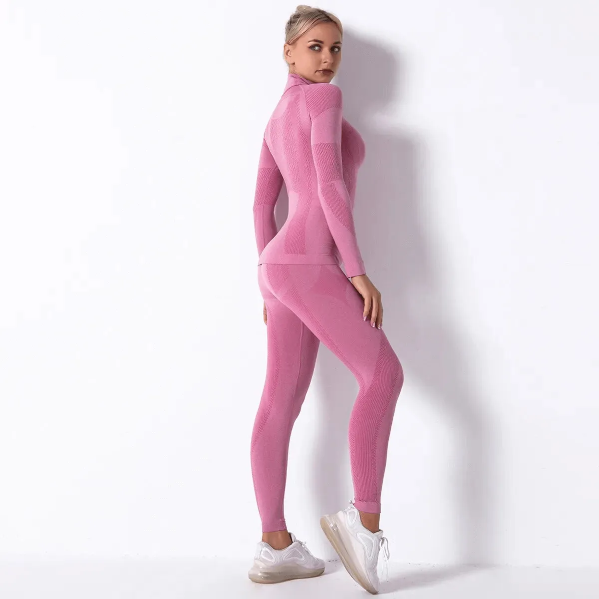 Women's Elastic Leggings and Long Sleeves Top Set - SF1755