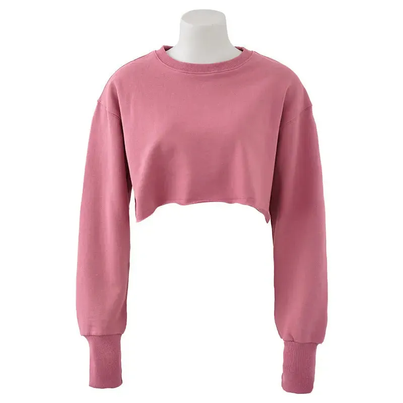 Women's Fashion Solid Color Short Sweatshirt