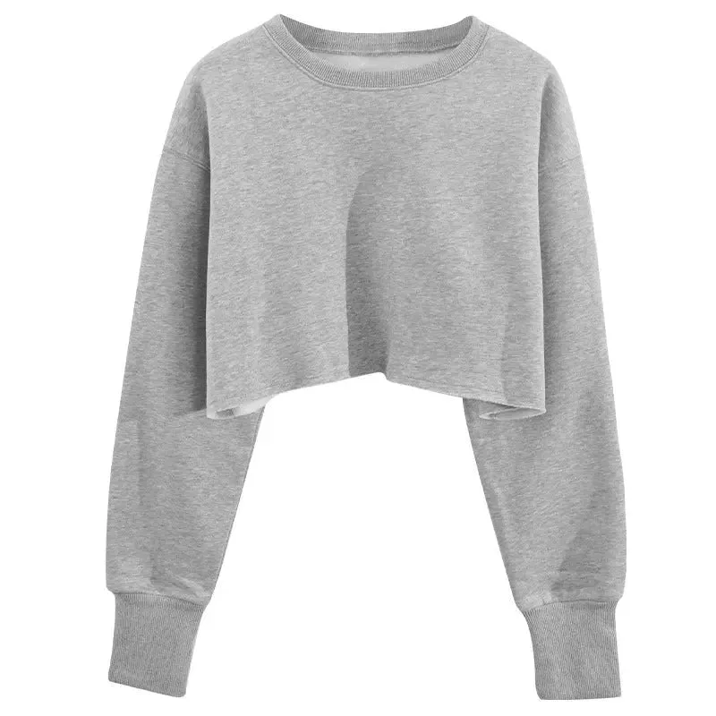 Women's Fashion Solid Color Short Sweatshirt