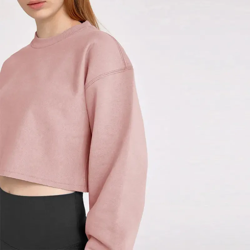 Women's Fashion Solid Color Short Sweatshirt