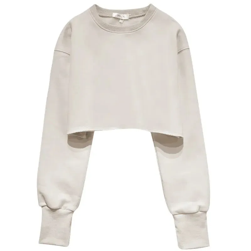 Women's Fashion Solid Color Short Sweatshirt