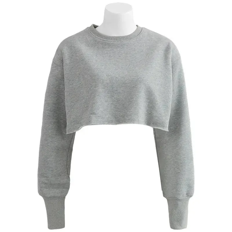 Women's Fashion Solid Color Short Sweatshirt